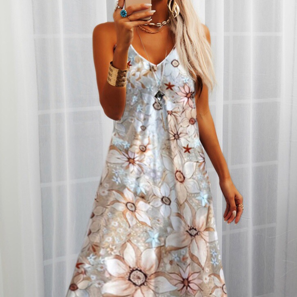 Long flower print dress